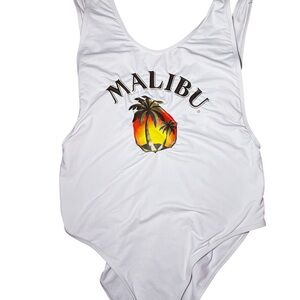 White Malibu Swimsuit with Sunset Design